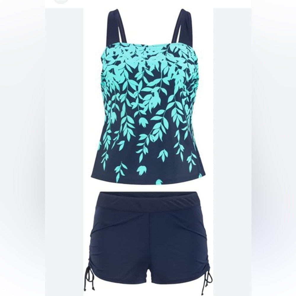 Womens Tankini Swimsuits with Boy Shorts Tummy Control Plus Size Modest 2XL